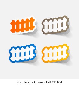 paper sticker: Wooden fence. Isolated illustration icon