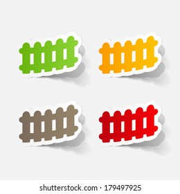 paper sticker: Wooden fence. Isolated illustration icon