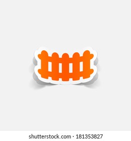 paper sticker: Wooden fence. Isolated illustration icon