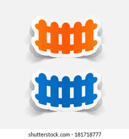 paper sticker: Wooden fence. Isolated illustration icon