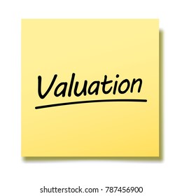 paper sticker with word valuation 