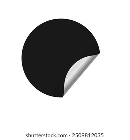 Paper stickers circle rounded edges adhesive. White tags, paper round stickers with peeling corner and shadow, isolated rounded plastic mockup, realistic set round paper curved corner