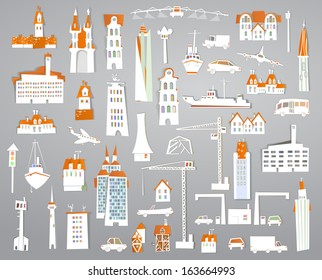 paper stickers city set
