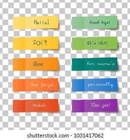 Paper stickers with the inscriptions