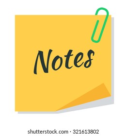 Paper stickers for notes with text, flat vector illustration