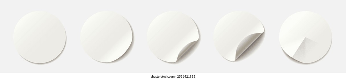 Paper stickers rounded edges adhesive set icon