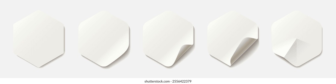 Paper stickers rounded edges adhesive set icon