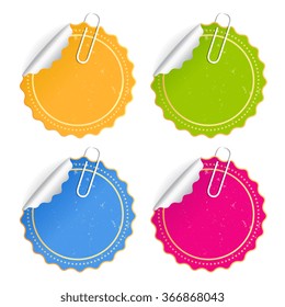 Paper stickers set vector illustration isolated on white background