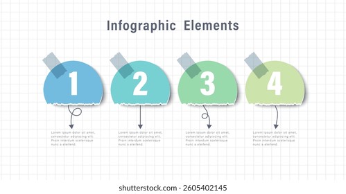 Paper stickers vector infographic template with 4 options or steps