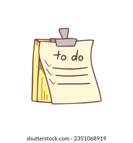Paper sticky note, memo messages, notepaper. Hand drawn stationery supplies doodle. Vector design illustration isolated on white background.