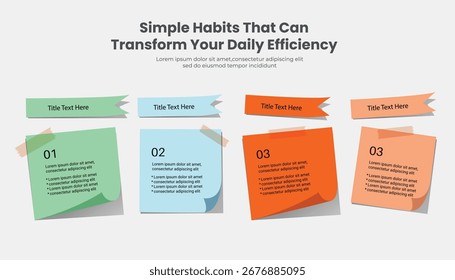 Plantilla de infografía de notas adhesivas de papel