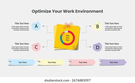 Plantilla de infografía de notas adhesivas de papel