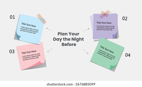 Modelo infográfico de notas adesivas de papel