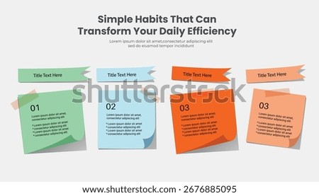 Paper sticky notes infographic template