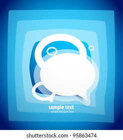Paper sticky speech bubble on blue background