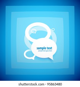 Paper sticky speech bubble on blue background