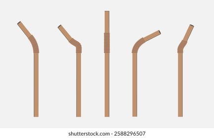 Paper straw set on white background