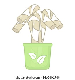 Paper straws recyclation green ecology concept vector