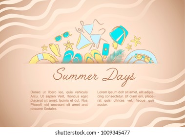 Paper strip on various beach accessories