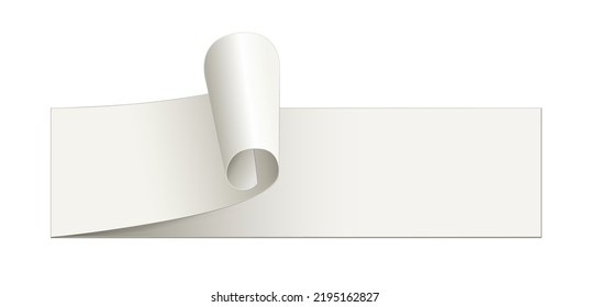 Paper Strip With Rolled Up Page,
Paper Banner,
Vector Illustration Isolated On White Background
