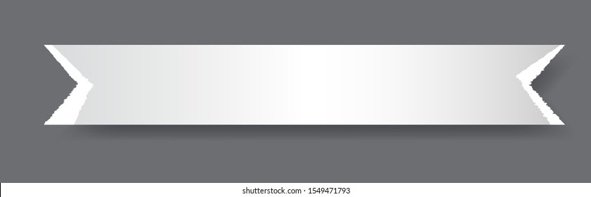 Paper strip with torn edges. Piece of ripped white paper and soft shadow for web and print