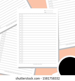 paper stripe of book  on table with a cup of coffee