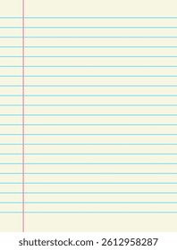 Paper stripes with red margin on left. old paper background. Classic note for study. 

