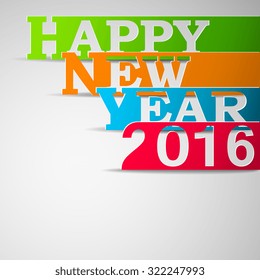 Paper strips with HAPPY NEW YEAR 2016 text. Vector Illustration.