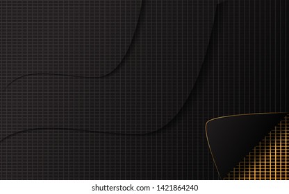 Paper structure black background a combination with gold line carbon textured. Leather luxury concept for use background design, text, business advertising, event