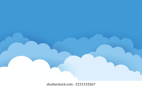 estilo de papel 3d fondo de nubes sobre cielo azul