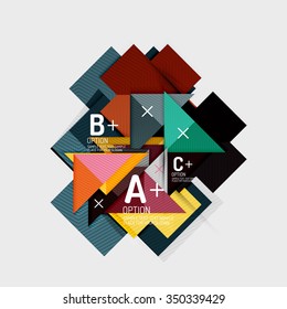 Paper style abstract geometric shapes with infographic options. Abstract universal design template. Vector illustration