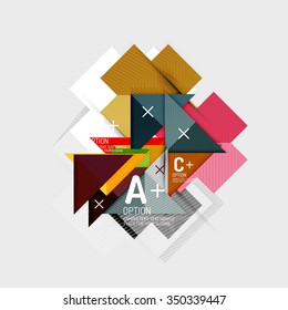 Paper style abstract geometric shapes with infographic options. Abstract universal design template. Vector illustration