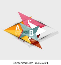 Paper style abstract geometric shapes with infographic options. Abstract universal design template. Vector illustration