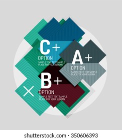 Paper style abstract geometric shapes with infographic options. Abstract universal design template. Vector illustration