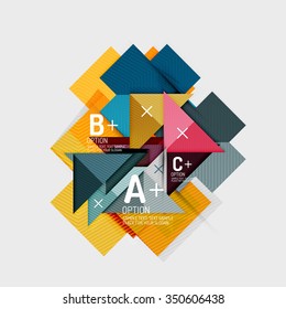 Paper style abstract geometric shapes with infographic options. Abstract universal design template. Vector illustration