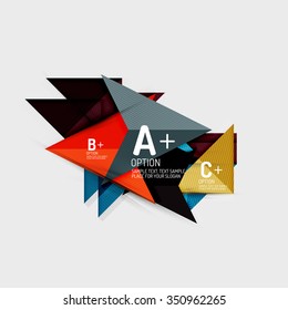 Paper style abstract geometric shapes with infographic options. Abstract universal design template. Vector illustration