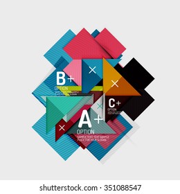 Paper style abstract geometric shapes with infographic options. Abstract universal design template. Vector illustration