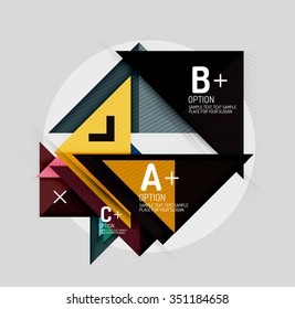 Paper style abstract geometric shapes with infographic options. Abstract universal design template. Vector illustration