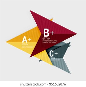 Paper style abstract geometric shapes with infographic options. Abstract universal design template. Vector illustration
