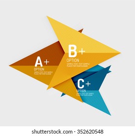 Paper style abstract geometric shapes with infographic options. Abstract universal design template. Vector illustration