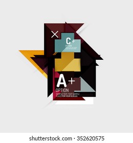 Paper style abstract geometric shapes with infographic options. Abstract universal design template. Vector illustration