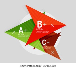 Abstrakte geometrische Formen im Papierstil mit Infografik-Optionen. Abstrakte universelle Design-Vorlage. Vektorgrafik