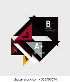 Paper style abstract geometric shapes with infographic options. Abstract universal design template. Vector illustration