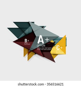Abstrakte geometrische Formen im Papierstil mit Infografik-Optionen. Abstrakte universelle Design-Vorlage. Vektorgrafik