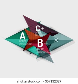 Paper style abstract geometric shapes with infographic options. Abstract universal design template. Vector illustration