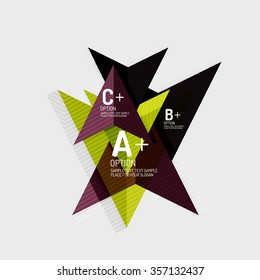 Abstrakte geometrische Formen im Papierstil mit Infografik-Optionen. Abstrakte universelle Design-Vorlage. Vektorgrafik