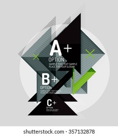 Paper style abstract geometric shapes with infographic options. Abstract universal design template. Vector illustration