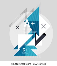 Paper style abstract geometric shapes with infographic options. Abstract universal design template. Vector illustration