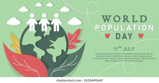 Plano de fundo estilo papel para o dia da população mundial com design de mapa