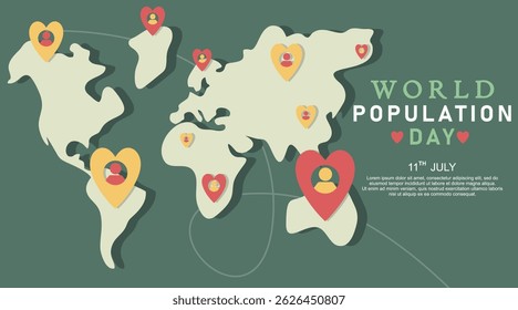 Paper style background for world population day with map design
